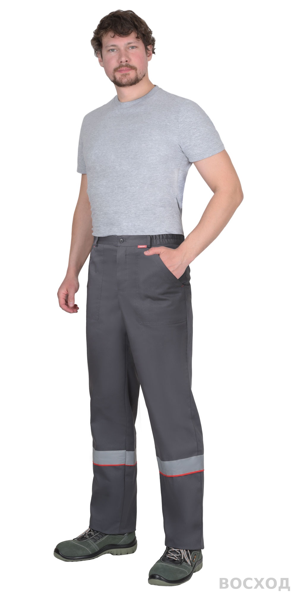 Костюм СИРИУС-МАСТЕР летний: куртка, брюки, темно- с красной отделкой