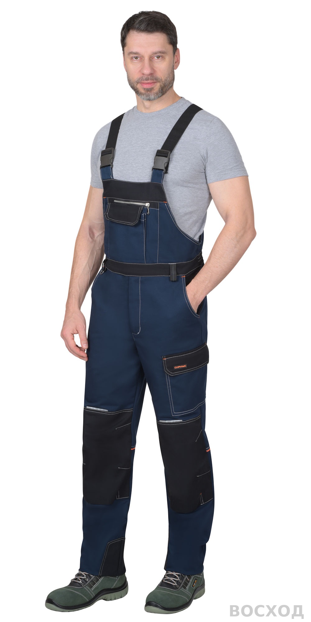 Костюм СИРИУС-ШАТЛ-РОСС куртка, полукомбинезон, с черным, 80% х/б, пл. 260 г/кв.м