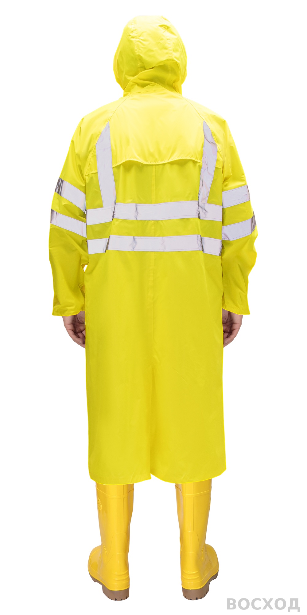 Плащ влагозащитный сигнальный с СОП SIRIUS Профи (225 гр/м2) (ЧЗ)