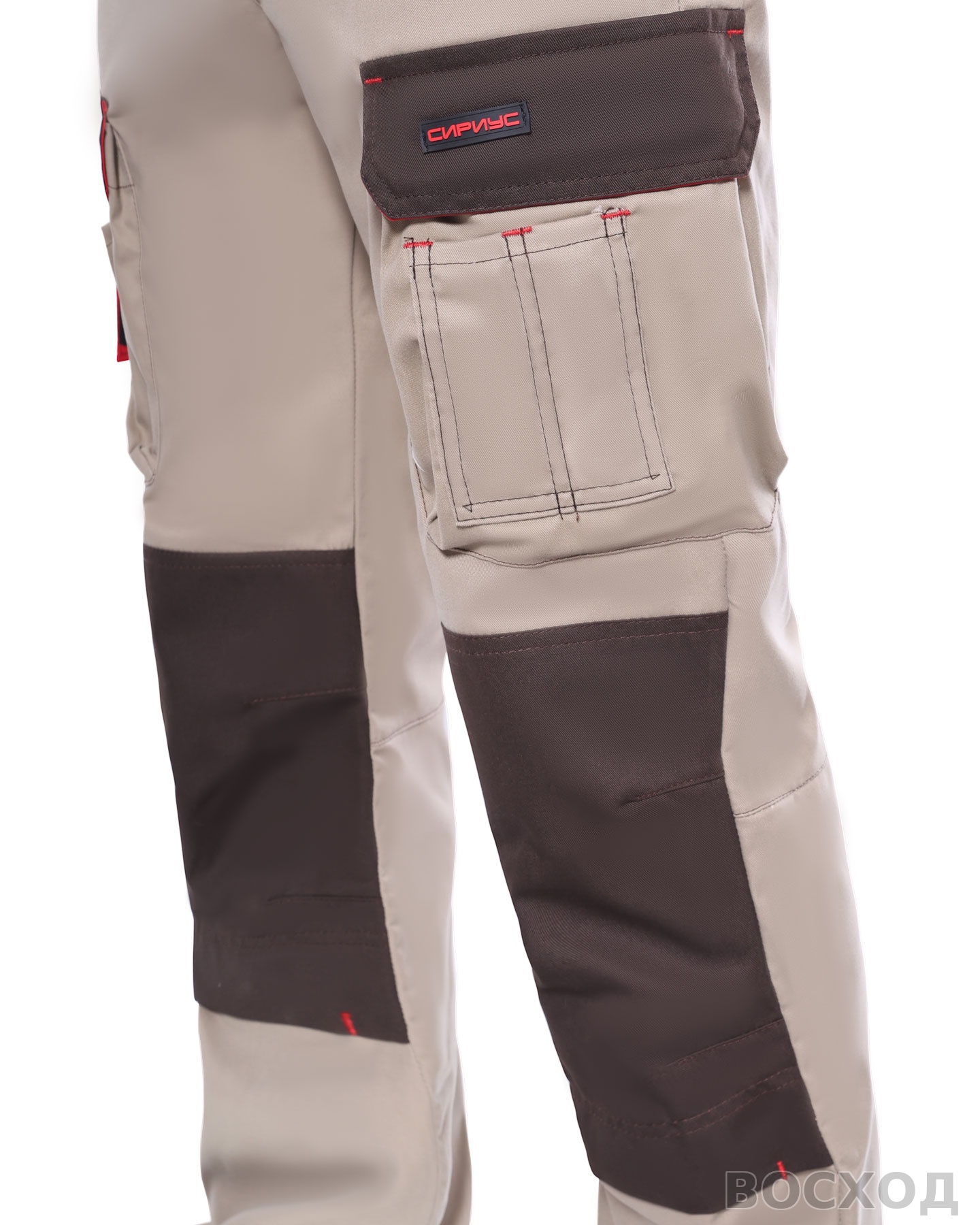 Брюки СИРИУС-ДЖЕТ БРАУН песочные с т.коричневым тк. мех. стрейч с ВО