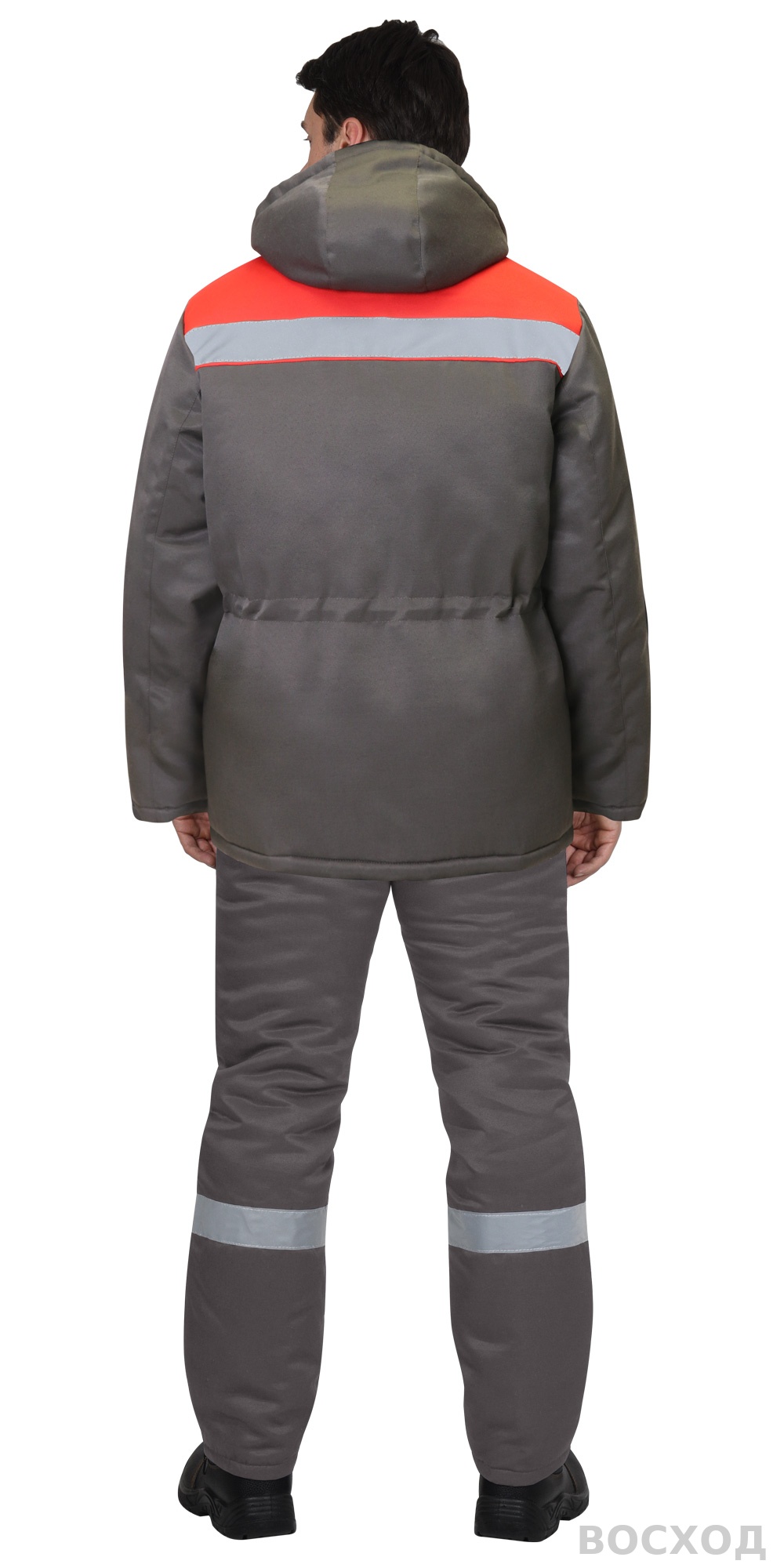 Костюм СИРИУС-БРИГАДИР куртка с меховым воротом, брюки, с красным и СОП