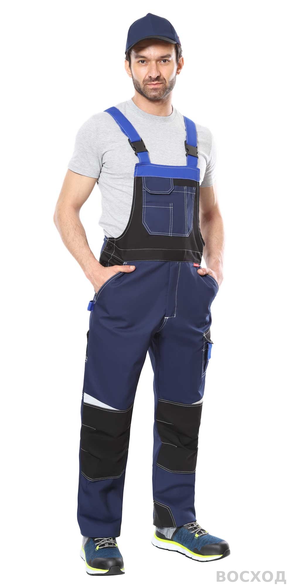 Полукомбинезон СИРИУС-ФАВОРИТ-МЕГА т. с черным и васильковым, СОП