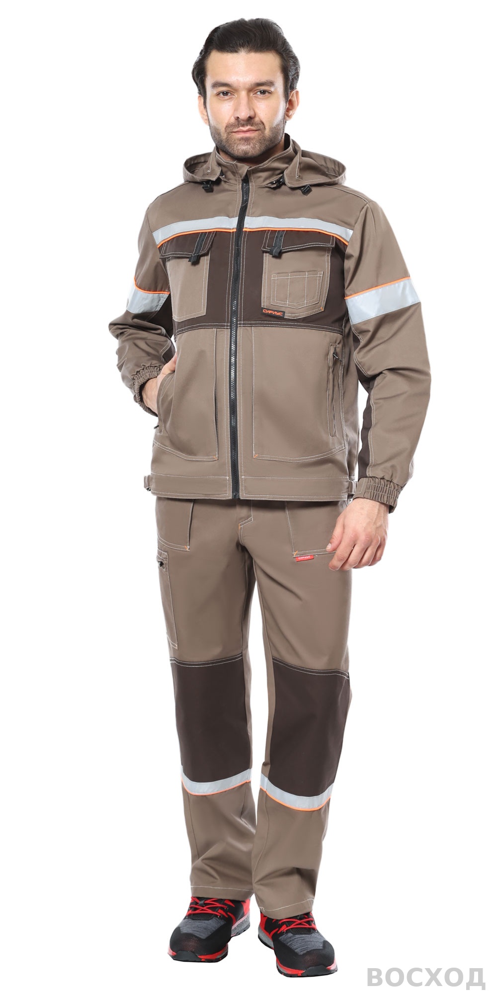 Костюм СИРИУС-РОДОС куртка, полукомбинезон св. с т.коричневым