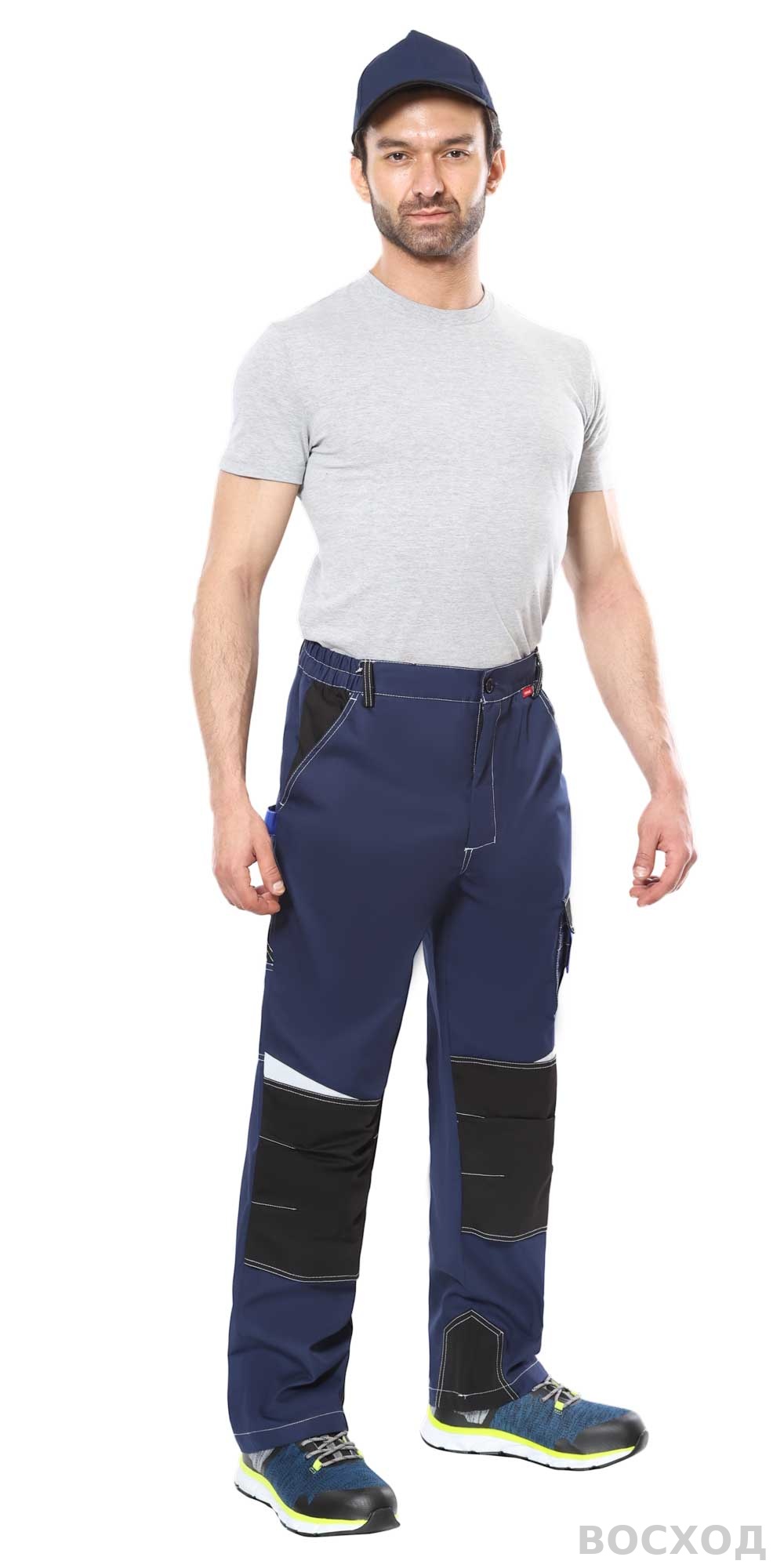 Брюки СИРИУС-ФАВОРИТ-МЕГА т. с чёрным и васильковым, СОП