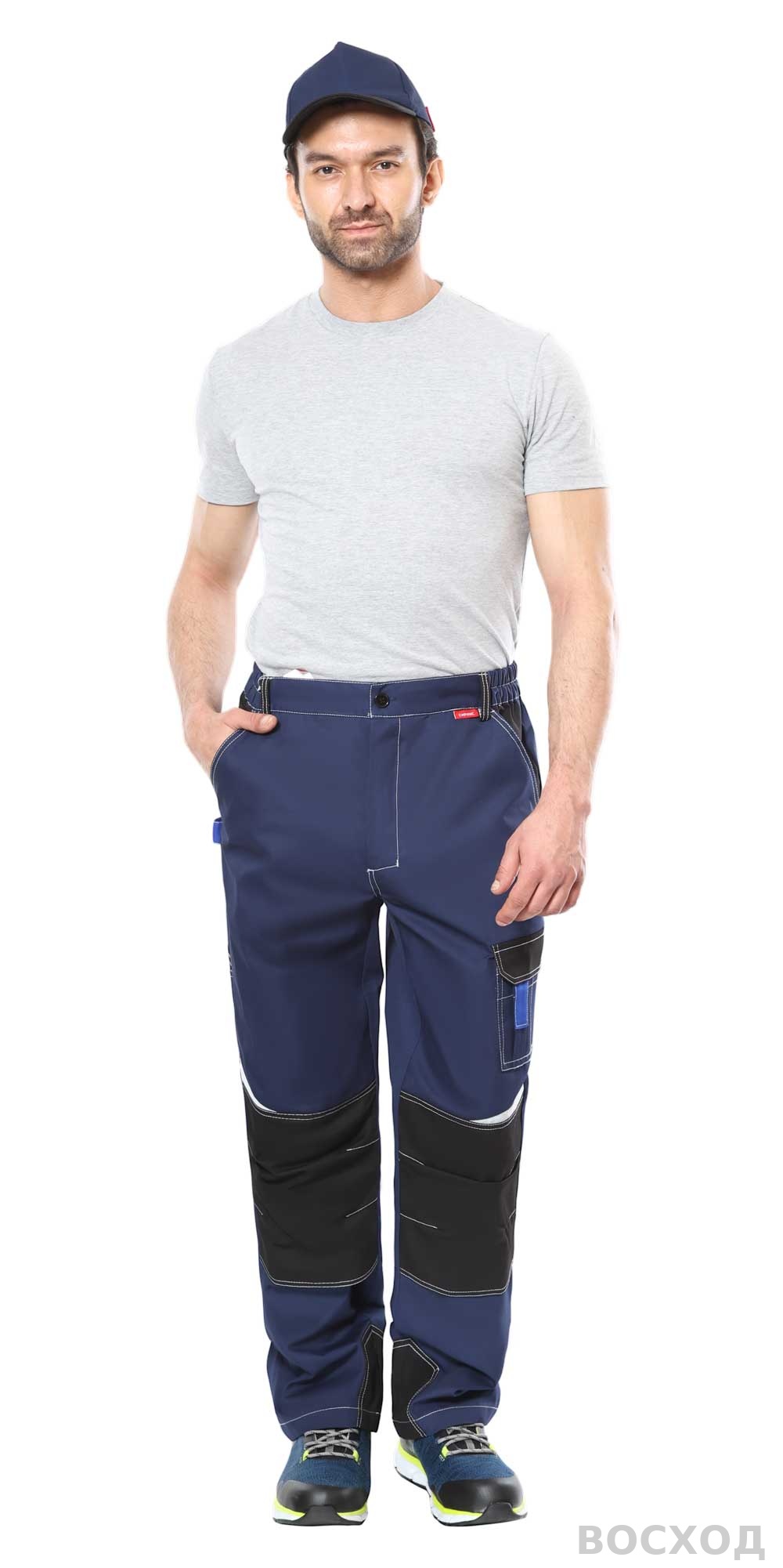 Брюки СИРИУС-ФАВОРИТ-МЕГА т. с чёрным и васильковым, СОП