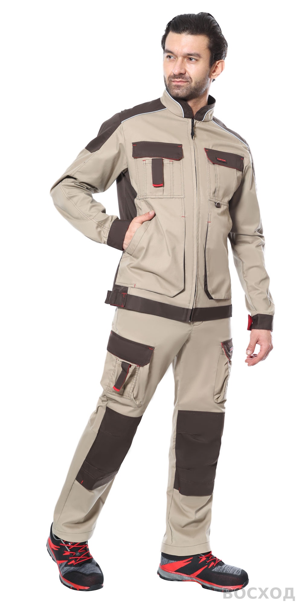 Костюм СИРИУС-ДЖЕТ БРАУН куртка, п/к, с т.коричневым тк. мех. стрейч с ВО