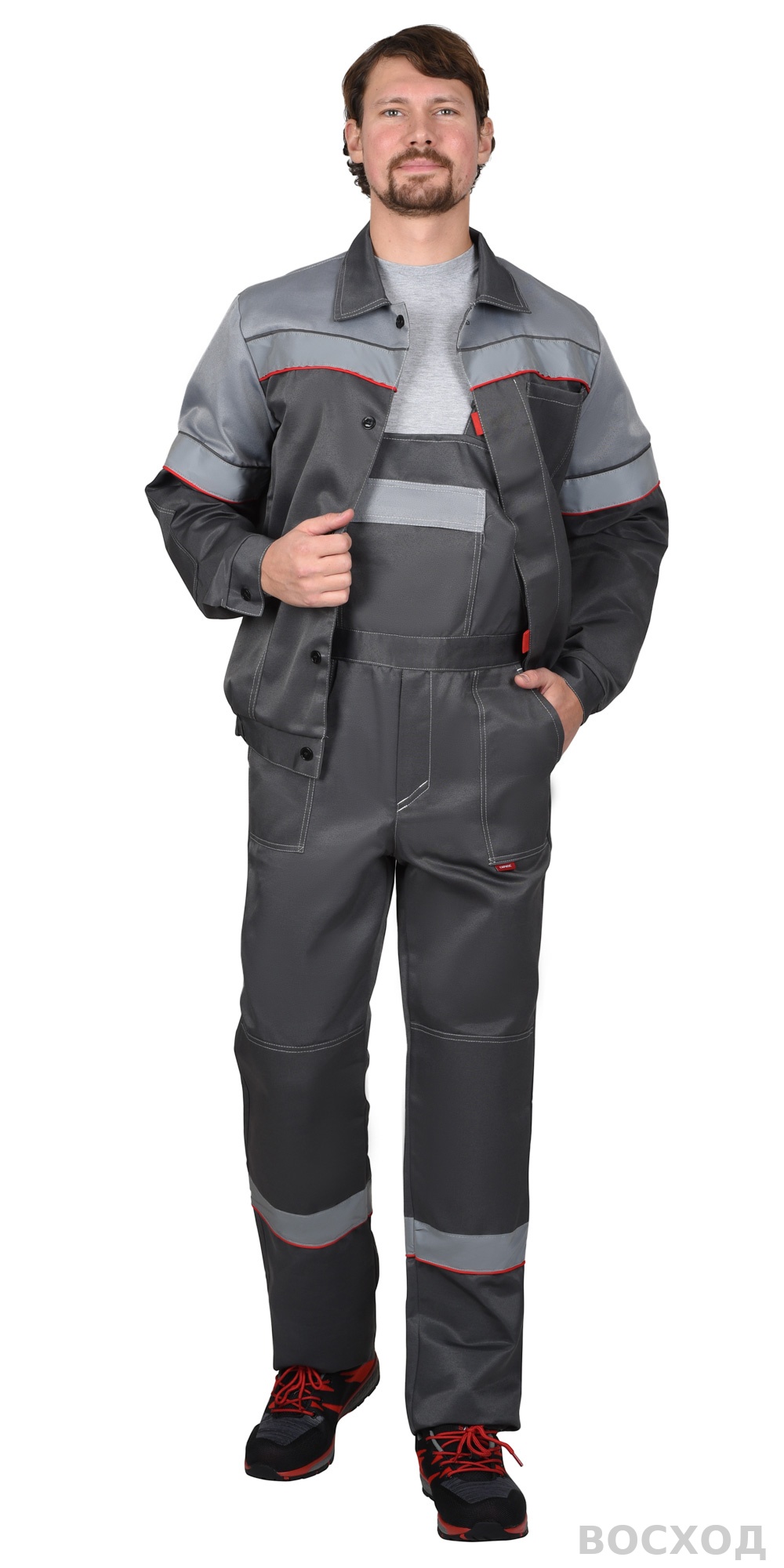 Костюм СИРИУС-ЛЕГИОНЕР куртка кор., п/к темно- со светло-серым и СОП