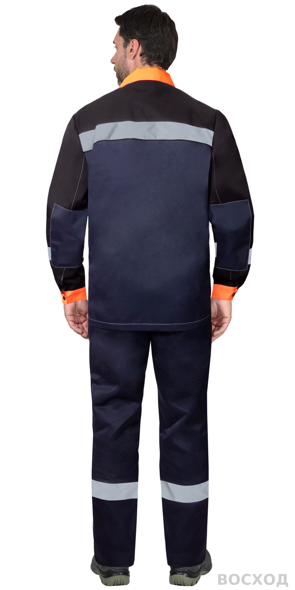 Костюм СИРИУС-ПРОФИЛЬ куртка, брюки с черным с оранжевой отделкой и СОП