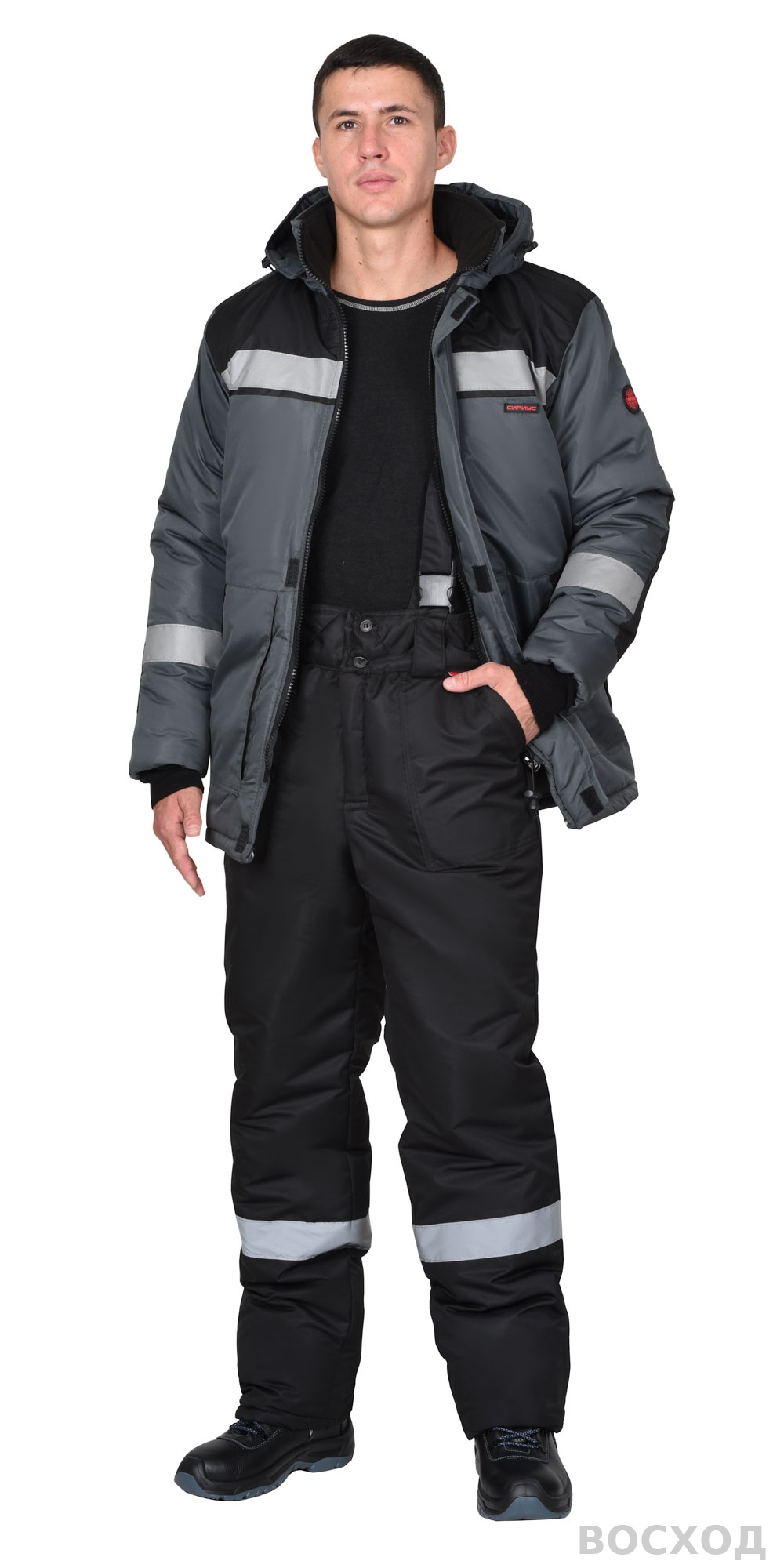 Костюм СИРИУС-КОМФОРТ куртка, брюки, темно- с черным