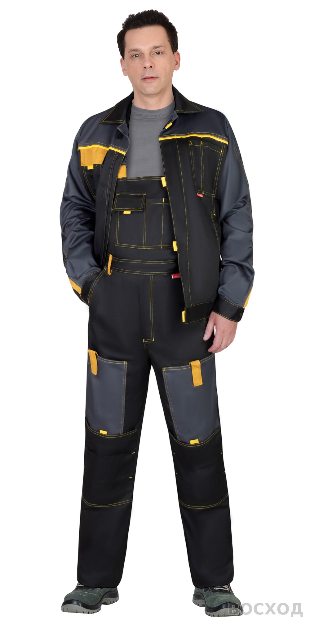 Костюм СИРИУС-ФАВОРИТ куртка, п/к, черный с темно-серым