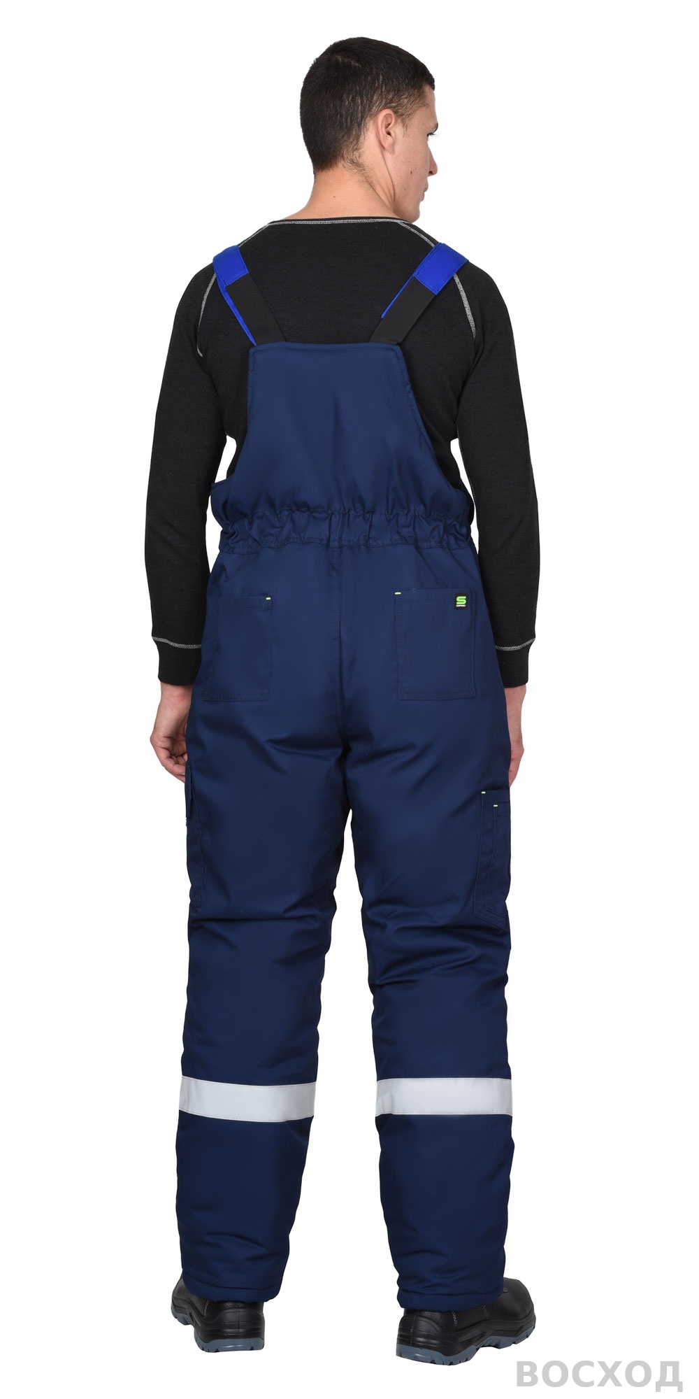 Костюм СИРИУС-БОСТОН-РОСС зимний, куртка длинная, п/к, с васильковым, чёрной отделкой и СОП