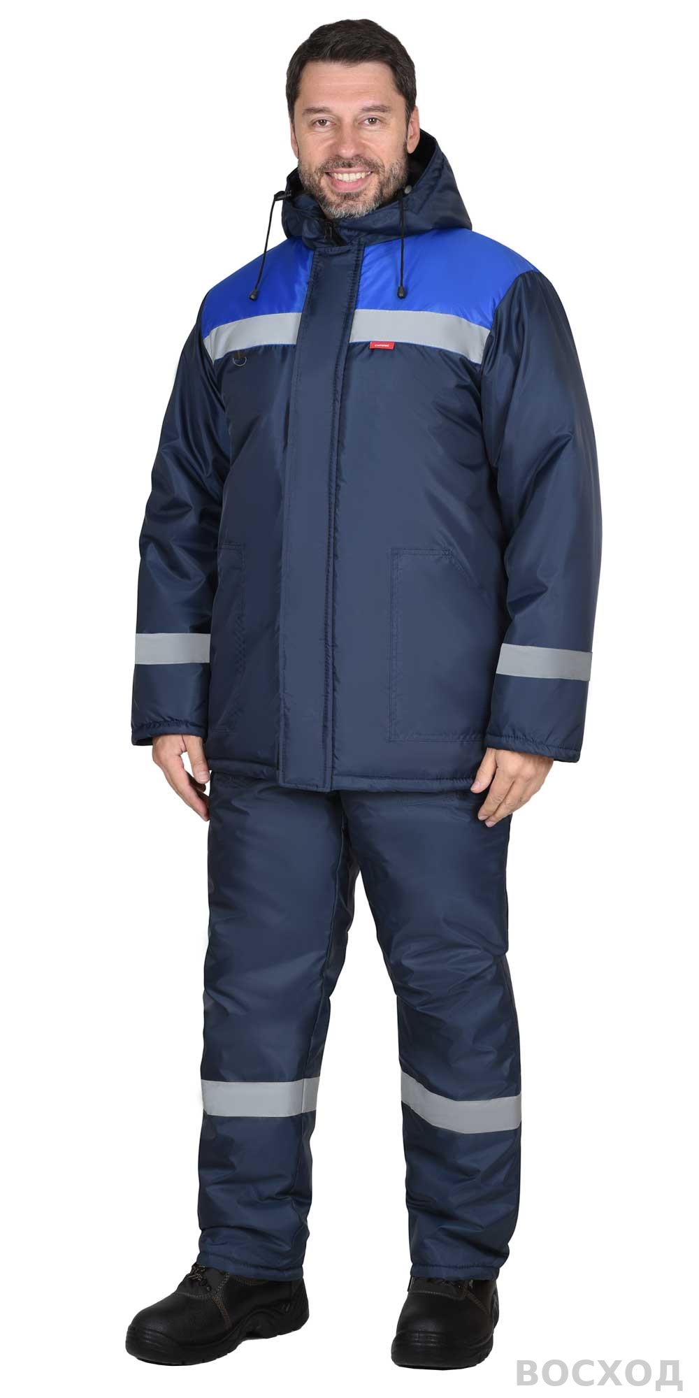 Костюм СИРИУС-РОСТ-НОРД-2 зимний, куртка, полукомбинезон, темно- с васильковым и СОП