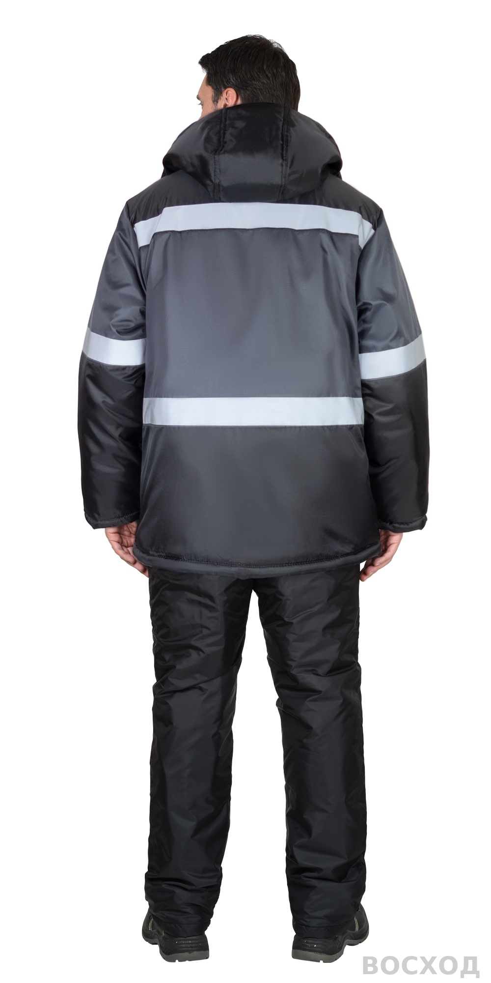 Куртка СИРИУС-ТЕРМИНАЛ зимняя, черная с темно-серым и СОП