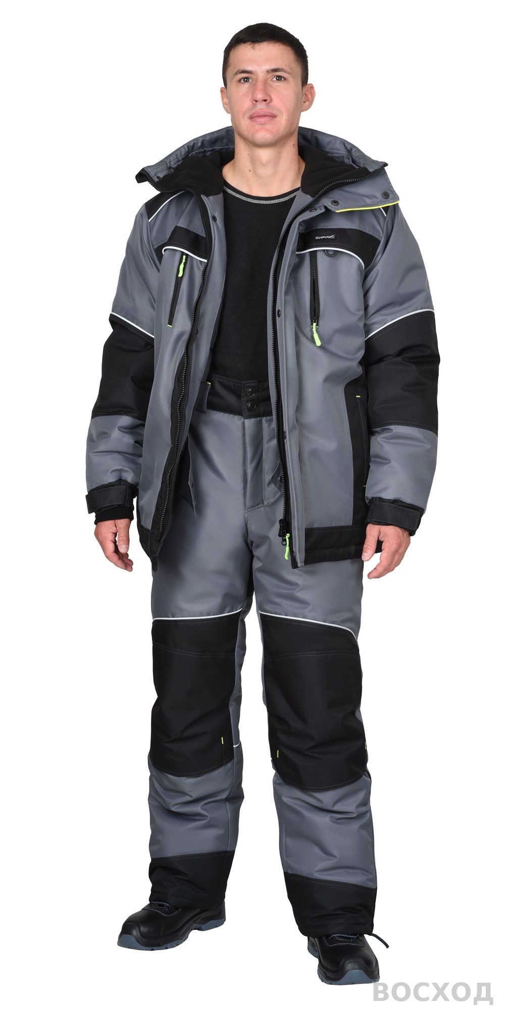 Костюм СИРИУС-АРКТИКА зимний, куртка дл., брюки, средне- с черным