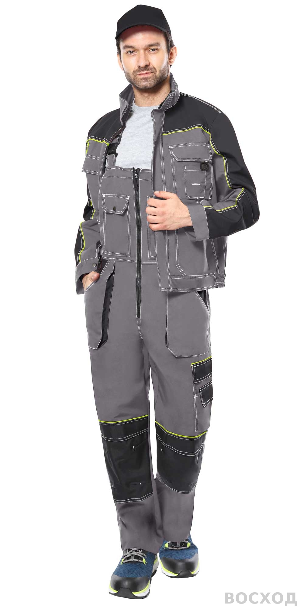 Костюм СИРИУС-АГАТ куртка, полукомбинезон, с черным