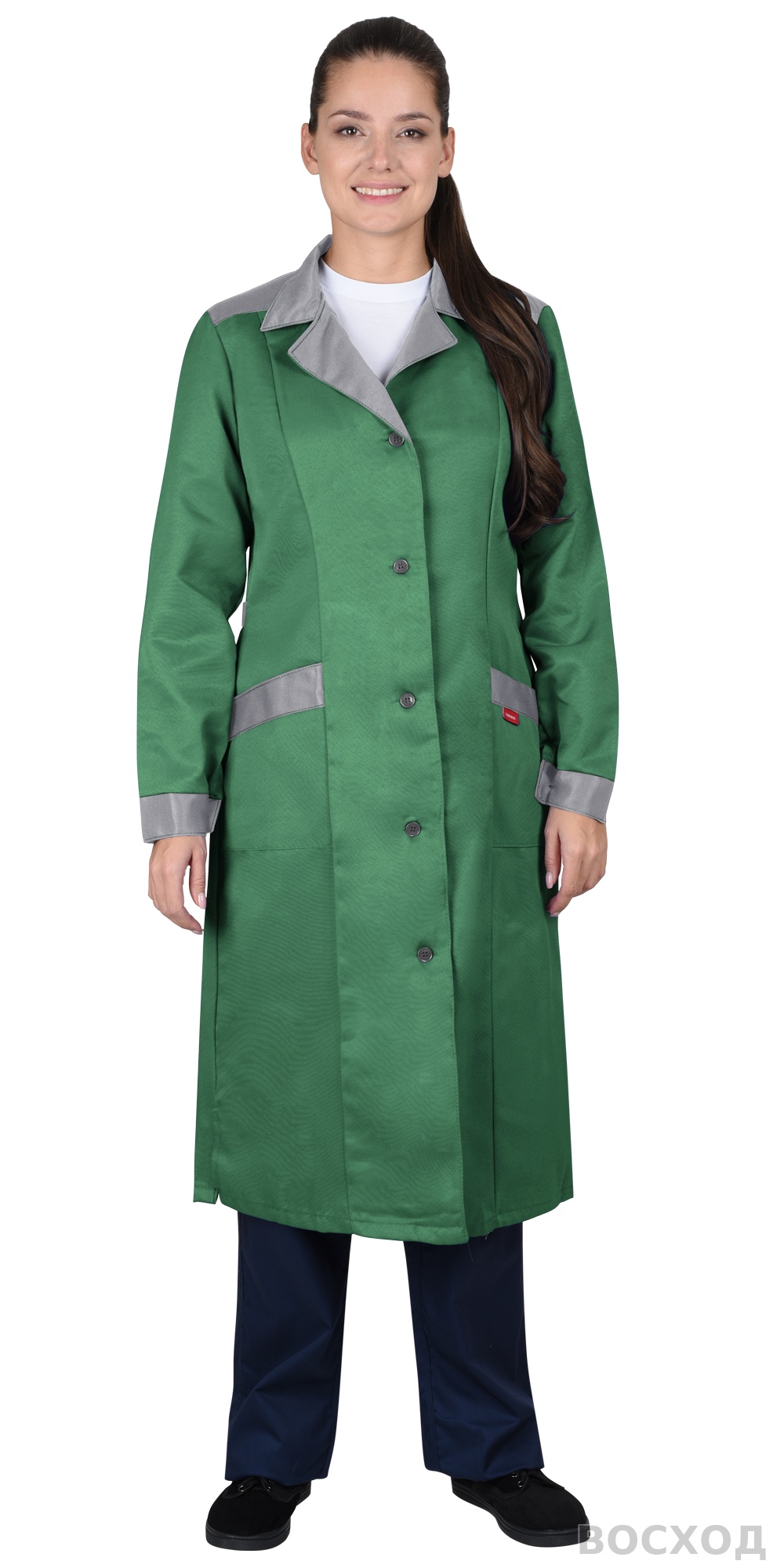 Халат СИРИУС-ТЕХНОЛОГ женский, со средне-серым