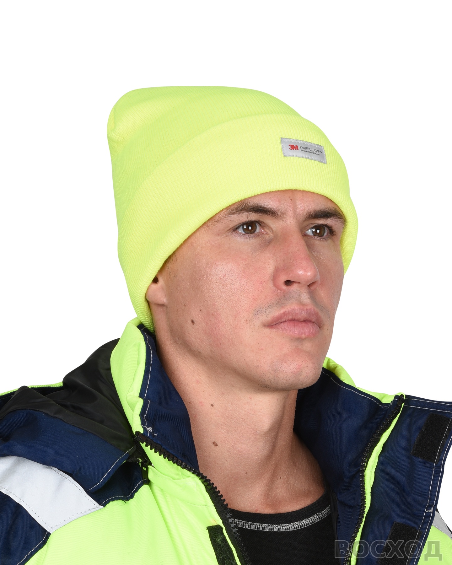Шапка трикотажная флуоресцентная лимонная СИРИУС Юка, с утеплителем Тинсулейт (х12х120)