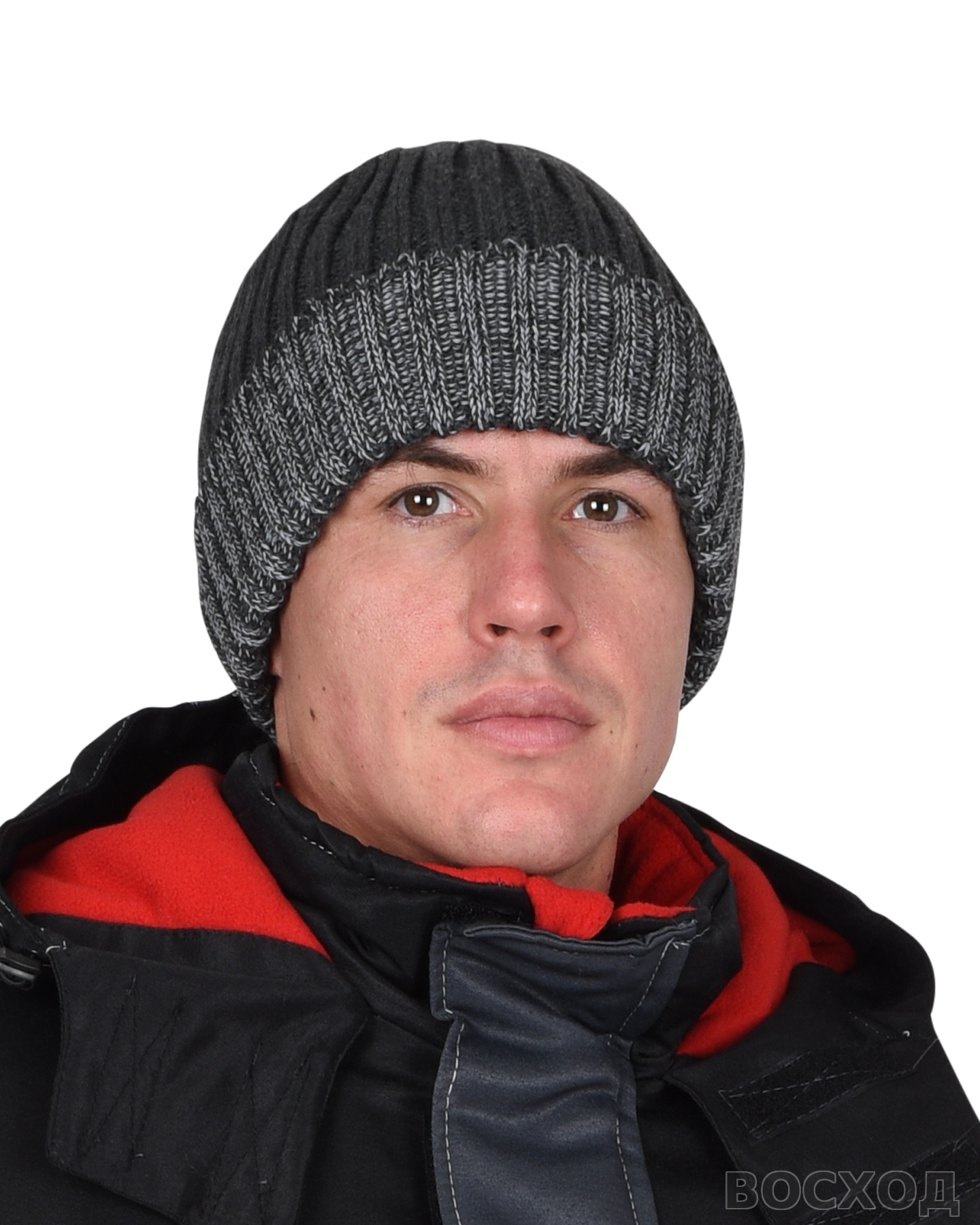 Шапка темно-серая с СВ-элементами СИРИУС Юка, с утеплителем Тинсулейт (х12х60)