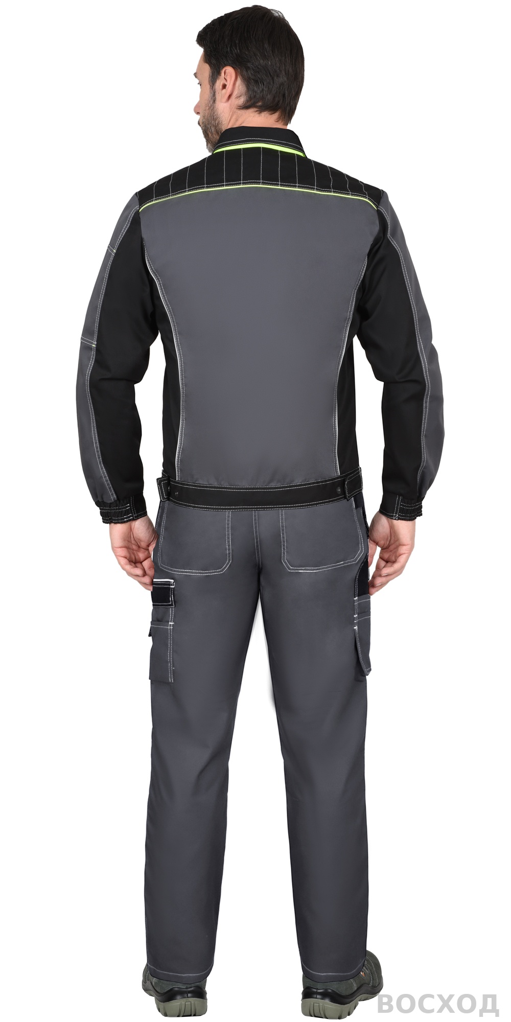 Костюм СИРИУС-ПРЕСТИЖ-Л куртка, брюки, темно- с черным и лимонным кантом