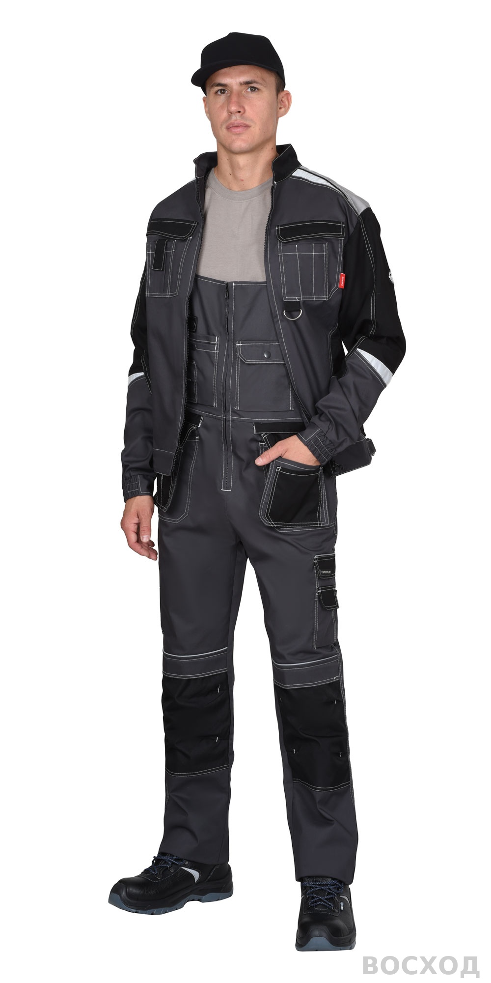 Костюм СИРИУС-МЕГА-ПРЕСТИЖ-Л куртка, п/к, темно- с черным