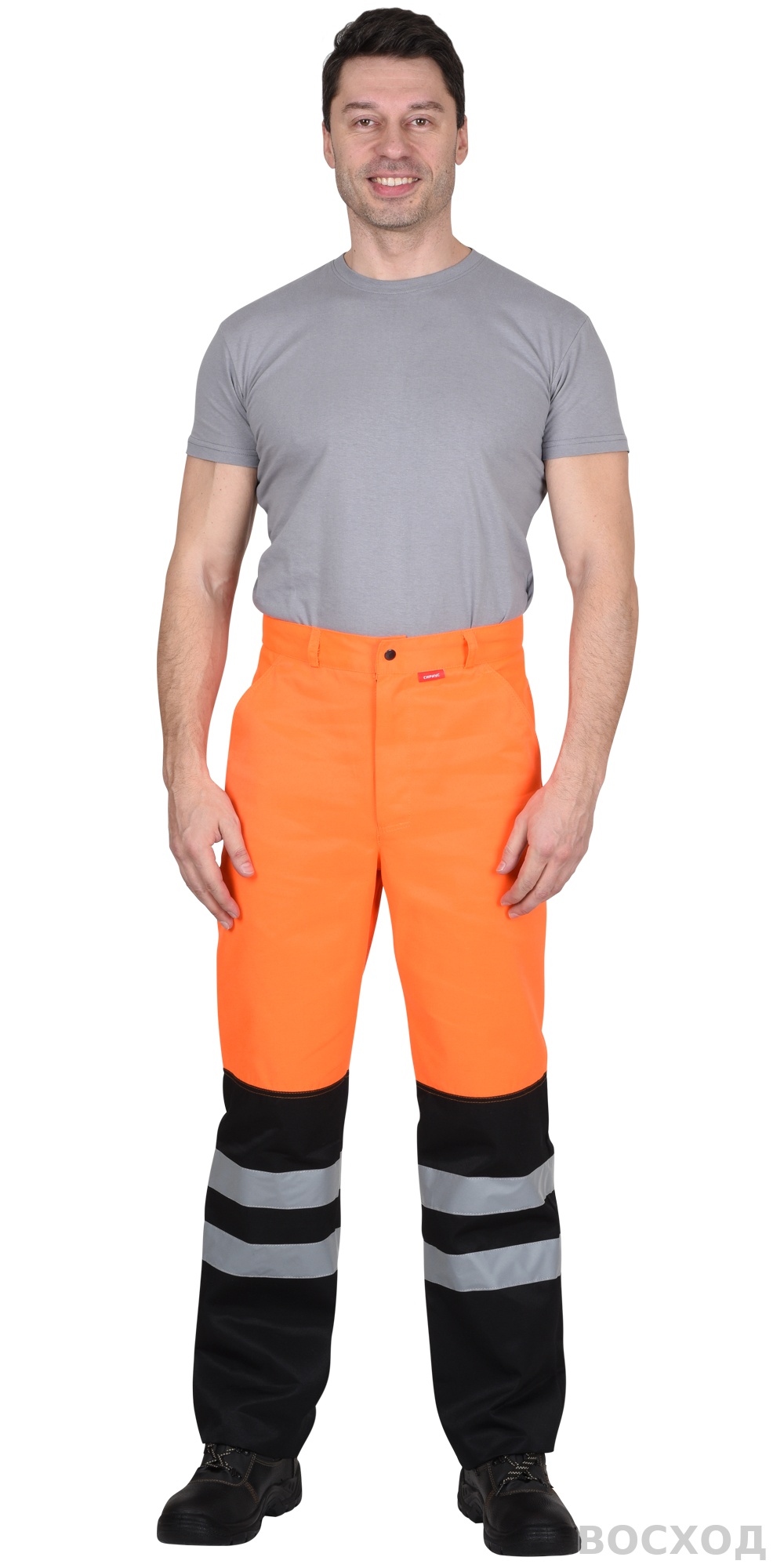 Костюм СИРИУС-МАГИСТРАЛЬ-ЛЮКС куртка кор. с бейджем, брюки, с чёрным и СОП