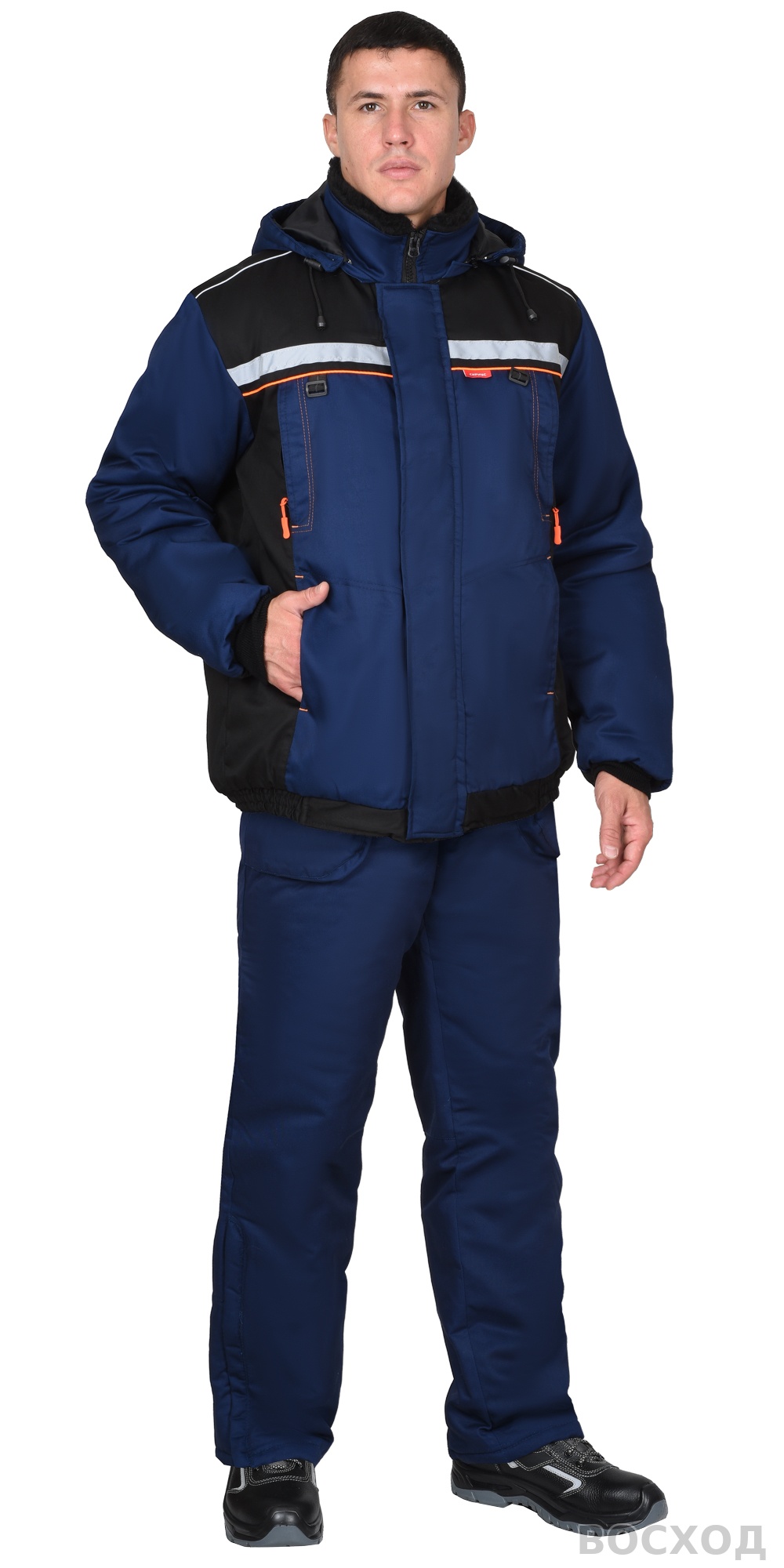 Костюм СИРИУС-ПРАКТИК зимний, куртка, брюки, меховой воротник, с черным и СОП