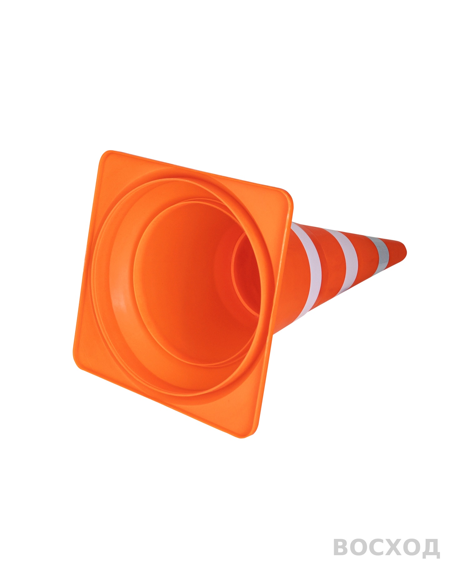 Конус сигнальный дорожный КС-3.5 750 мм. мягкий оранжевый с двумя белыми полосами и СОП